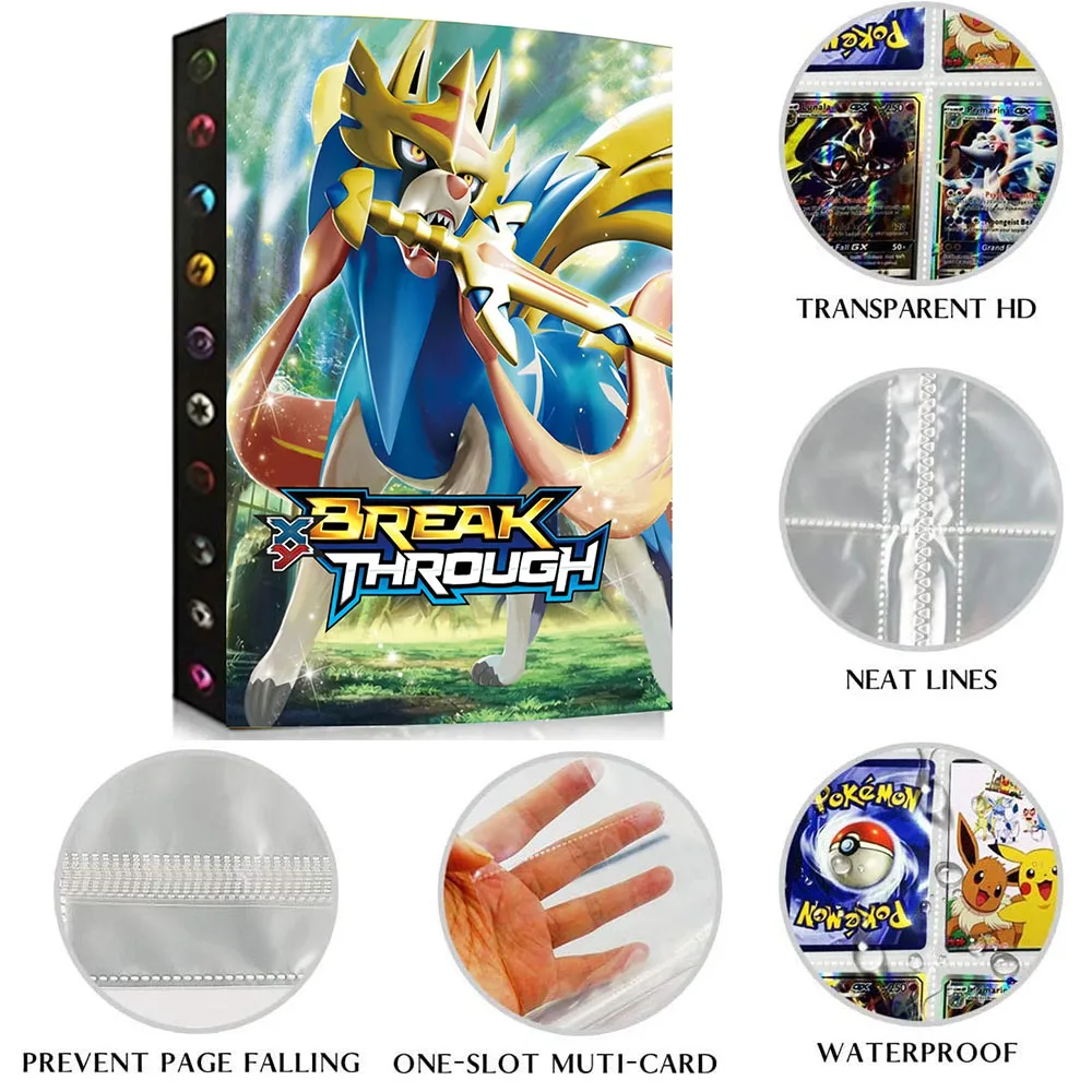 9 &aacute;lbum de bolsillo Pokemon tarjetas marcadores de libros escudo y espada tarjeta de juego colecci&oacute;n jugando mapa Pok&eacute;mon carpeta titular de la carpeta de juguetes de los ni&ntilde;os regalo-3