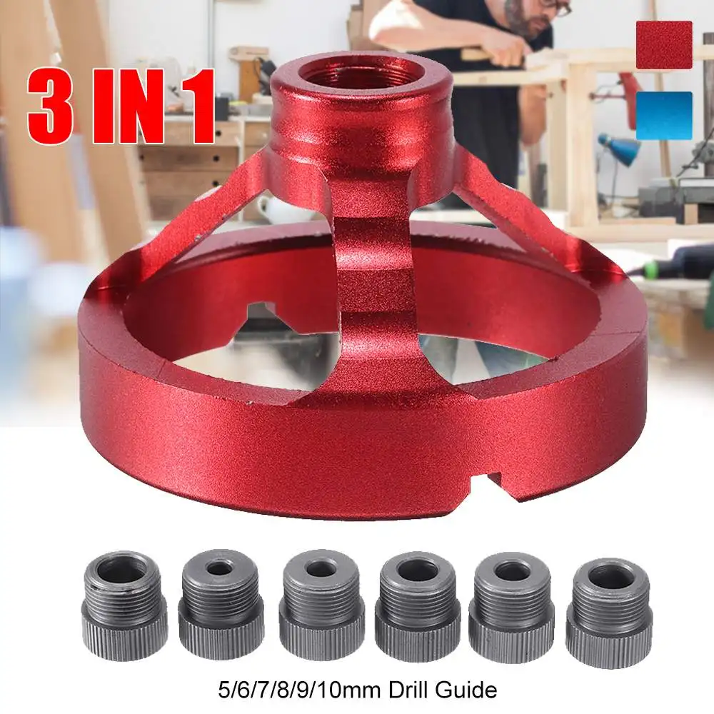 

Aluminum Alloy 5/6/7/8/9/10mm Drill Guide Fixture Straight Corner Round Puncher Locator Jig Hinged Hole Opener Woodworking Tools