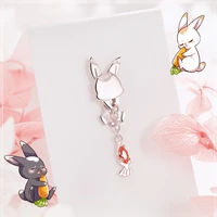 anime grandmaster of demonic cultivation wei wuxian rabbit kawaii cosplay s925 silver props earrings cosplay accessores gifts