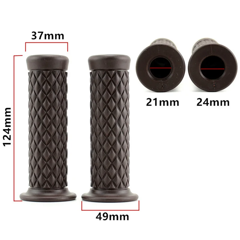 Ручки для мотокросса в стиле ретро левые и правые резиновые коричневые