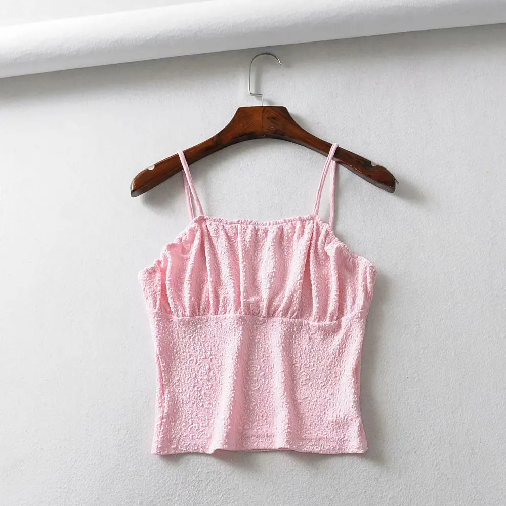 XS37 pink 8086 Bazaleas модный розовый тонкий женский топ на бретелях сексуальные топы универсальные Повседневный укороченный Топ женский дропшиппинг - Цвет: XS37 pink 8086