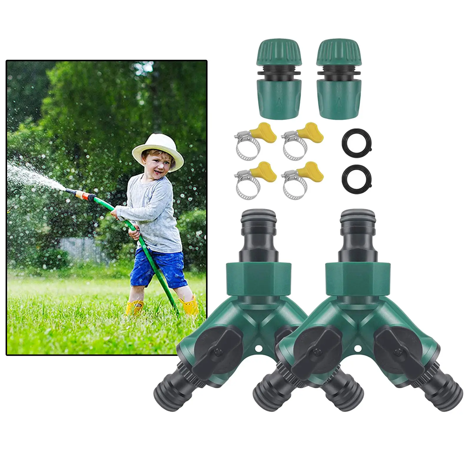 

Plastic Garden Hose Splitter Double Tap 2 Way Adaptor Hose Connectors Irrigation Gardening Household Gardening Tools