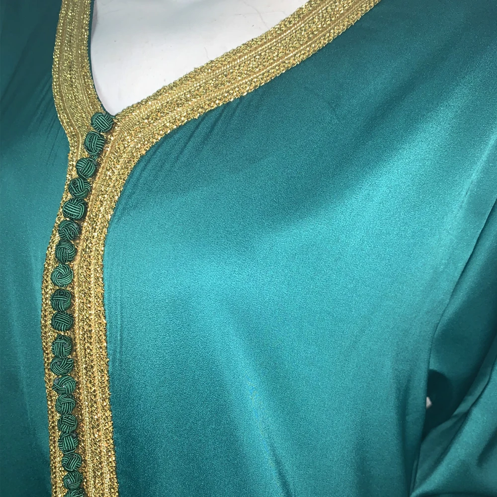 Женский атласный кафтан с длинным рукавом марокканская Дубайская абайя