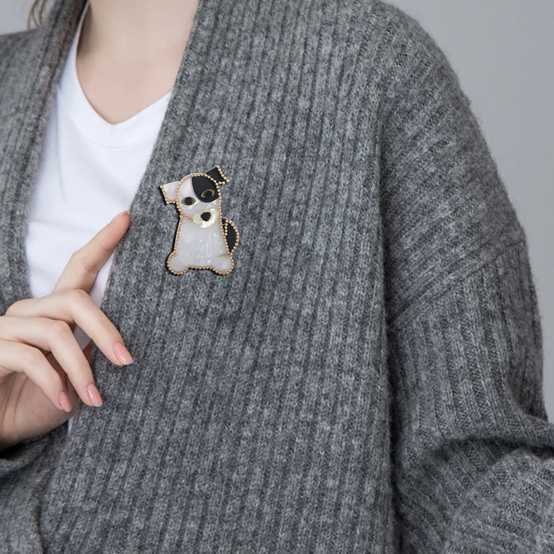 Blucome ацетатные волокна счастливые броши в форме собаки для женщин детей модная