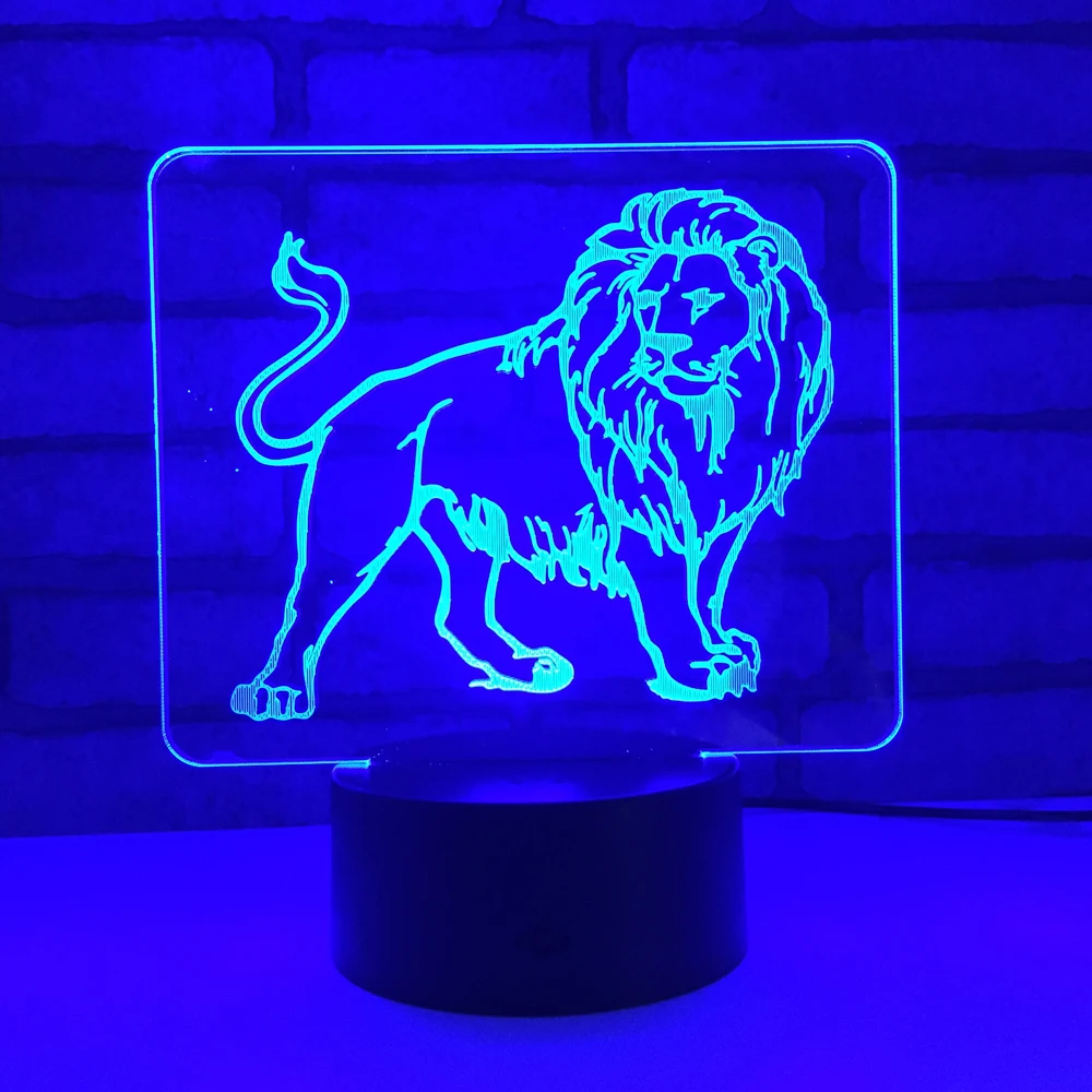 

Lion LED RGB Night Light 7 Color Change Desk Light Action Figure PVC Kids Toys Brinquedos Christmas Gift
