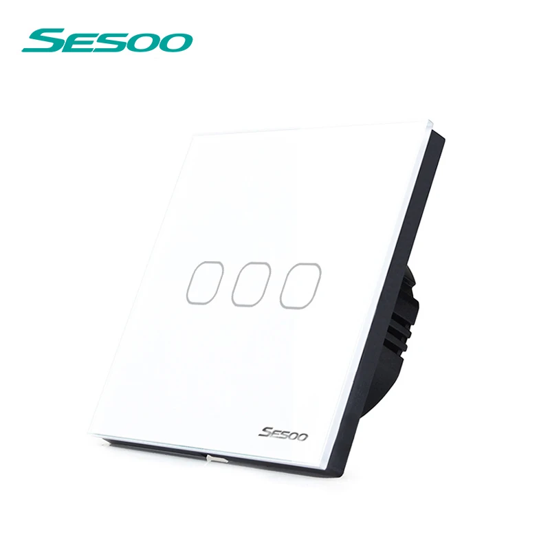 

SESOO EU Standard,Touch Switch Only, 3 Gang 1 Way,Wall Light Touch Screen Switch,Crystal Glass Switch Panel for LED Light
