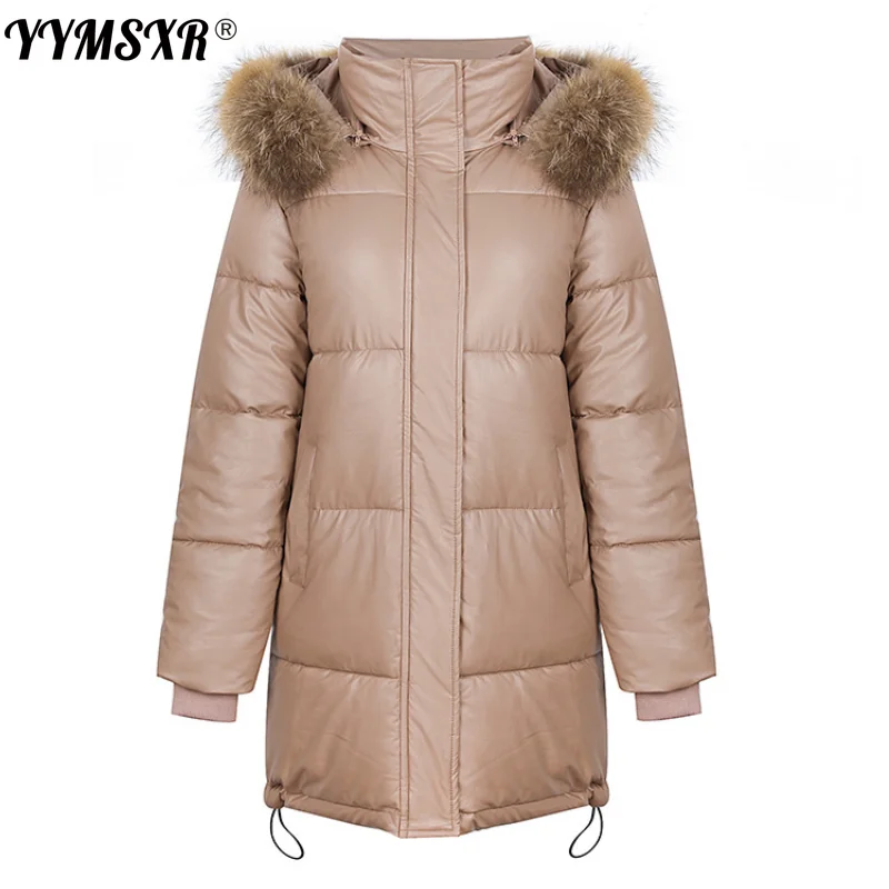 

Winter Women's Cotton-padded Clothes Solid Color Casual and Elegant Mid-length Warm Female Jacket Large Fur Collar Cotton Coat