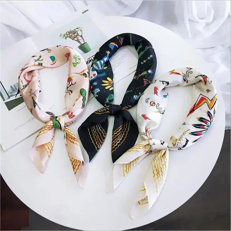 

70x70 см для женщин шик моды Многофункциональный мультфильм кролик шелковый шарф милые носки с принтом в виде кактусов, детские штаны на возра...