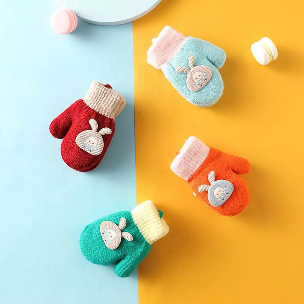

Soft Cute Boys Infant Cartoon Girls Warm Mittens Knitted Gloves Baby Mittens Thickened