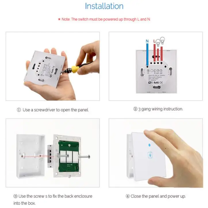 Wifi Smart Wall Light Switch Touch Panel UK Standard 1 Gang Home Works With Alexa Google Mini IFTTT eWeLink | Электроника