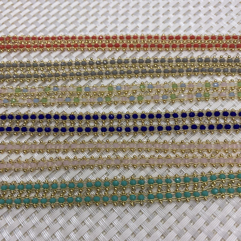 Glass Crystal Handmade Chain Rosary Copper Fashion Necklace Bracelet Jewelry Lady Gift Accessories 1meter | Украшения и