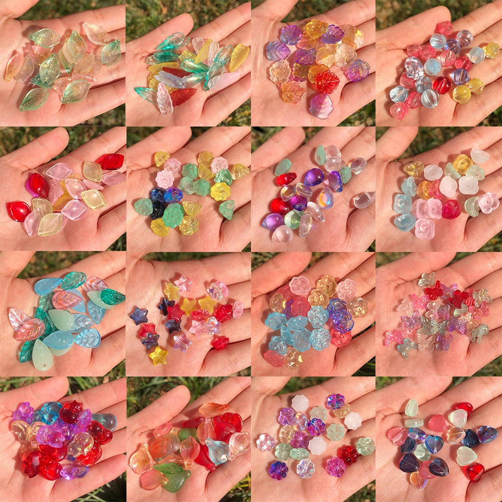 

20pcs Mixed Color Czech Lampwork Crystal Flower Heart Star Shape Loose Spacer Beads For DIY Jewelry Making Supplies Accessories
