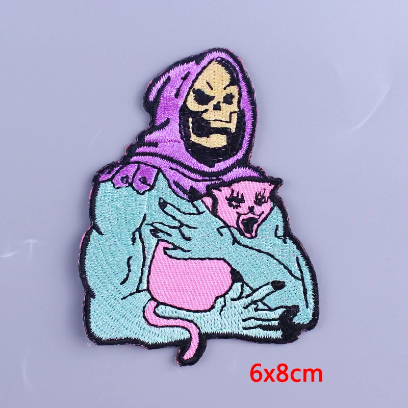 

Flower Skull Heart Patch Embroidered Patches For Clothes Punk Patch Iron On Patches For Clothing Ironing Stickers On Clothes DIY