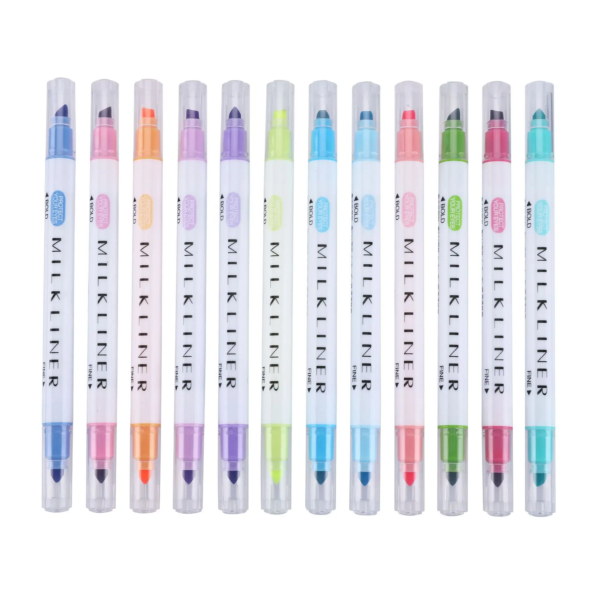 

12 Colors Double Headed Cute Eye Protected Candy Color Fluorescent Pen Highlighter Drawing Art Marker Stationery Journal Supplie