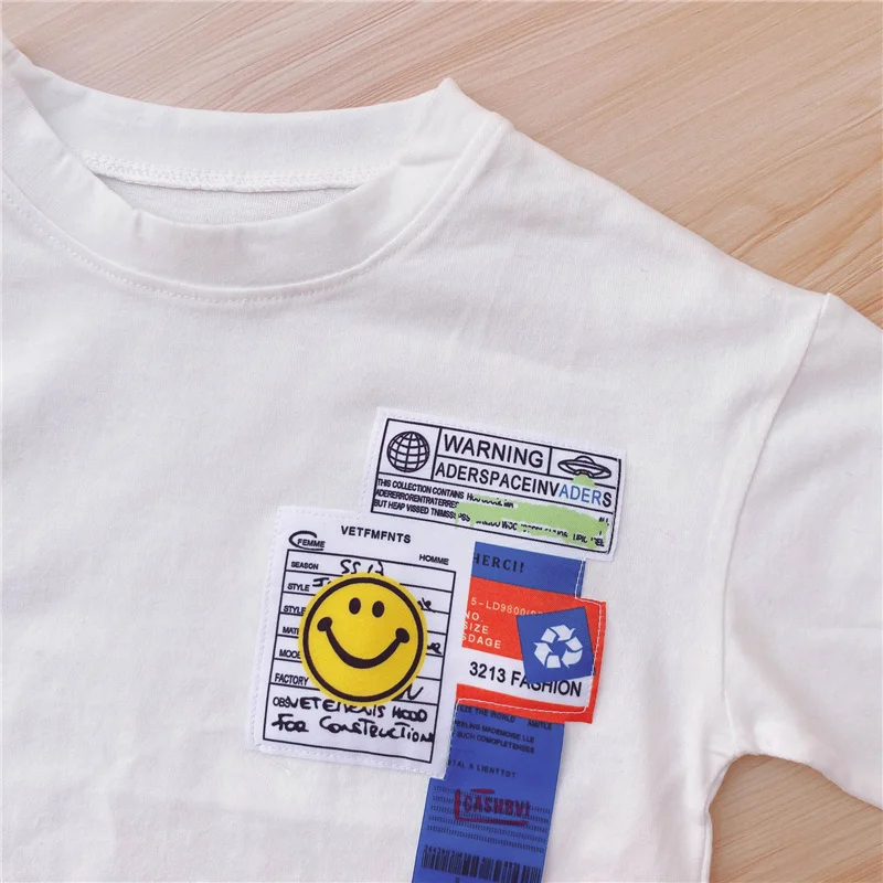 

Boys and girls loose logo long sleeve Tees spring summer cute children clothes unisex cotton casual Tops