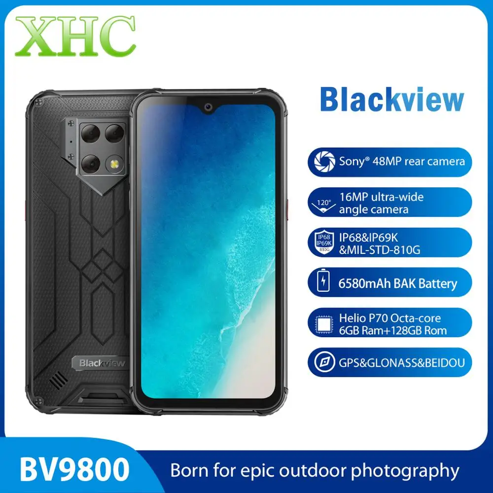 Blackview BV9800 Anroid 9,0 мобильный телефон ОЗУ 6 Гб ПЗУ 128 ГБ Восьмиядерный 3 камеры смартфон Global LTE 4G Две sim-карты отпечаток пальца IP68