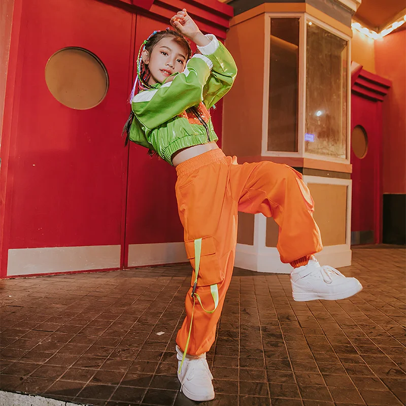 

Child Hip Hop Dance Costumes Fashion Embroidered Coat Girls Modern Street Dancing Clothes Stage Performance Outfit Kids DNV12143
