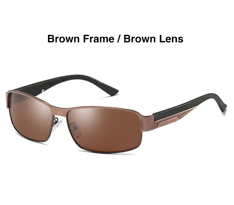 Brown Brown AORON Мужские поляризационные солнцезащитные очки мужские прямоугольные солнцезащитные очки UV400 сплав Металлические очки - Цвет линз: Brown Brown