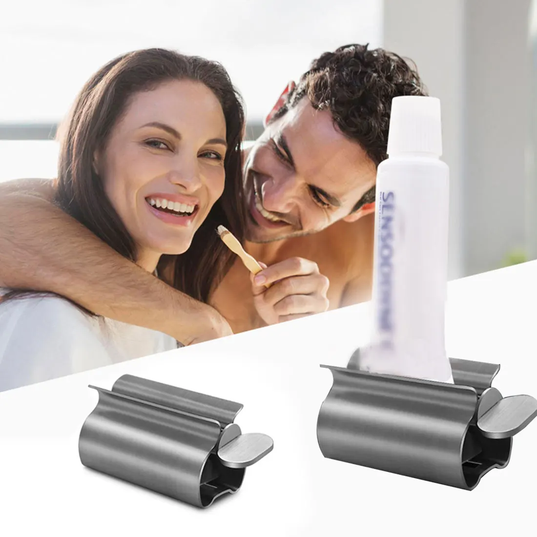 

2021 Toothpaste tube squeezer toothpaste roller stainless steel labor-saving toothpaste tube squeezer bathroom accessories set