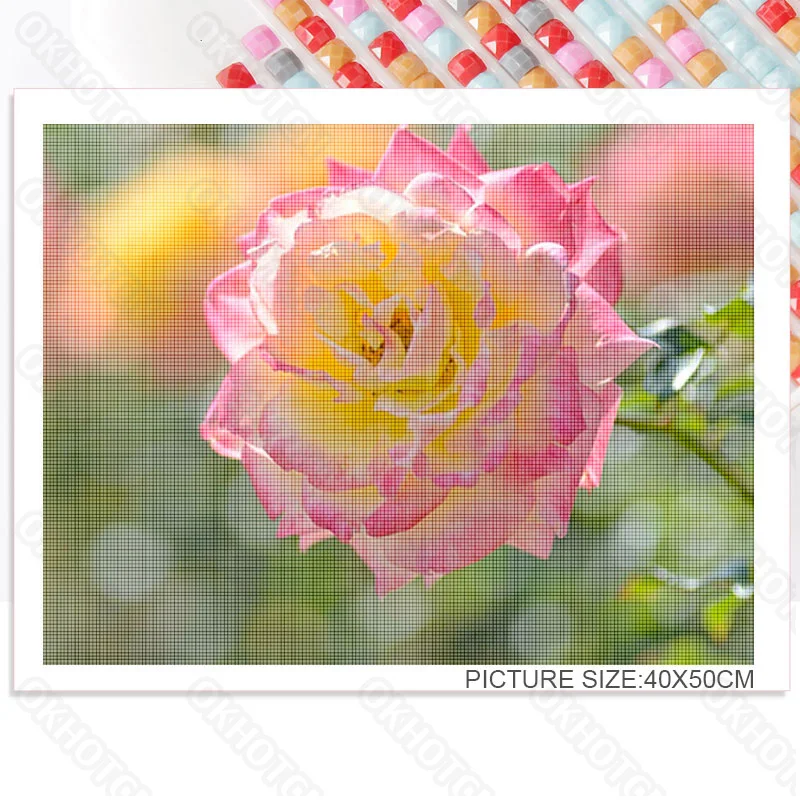 

Diy Diamond Painting Stickers Diamond Embroidery Modern Home Decoration Painting Living Room Decoration Hand-Painted Rose Flower