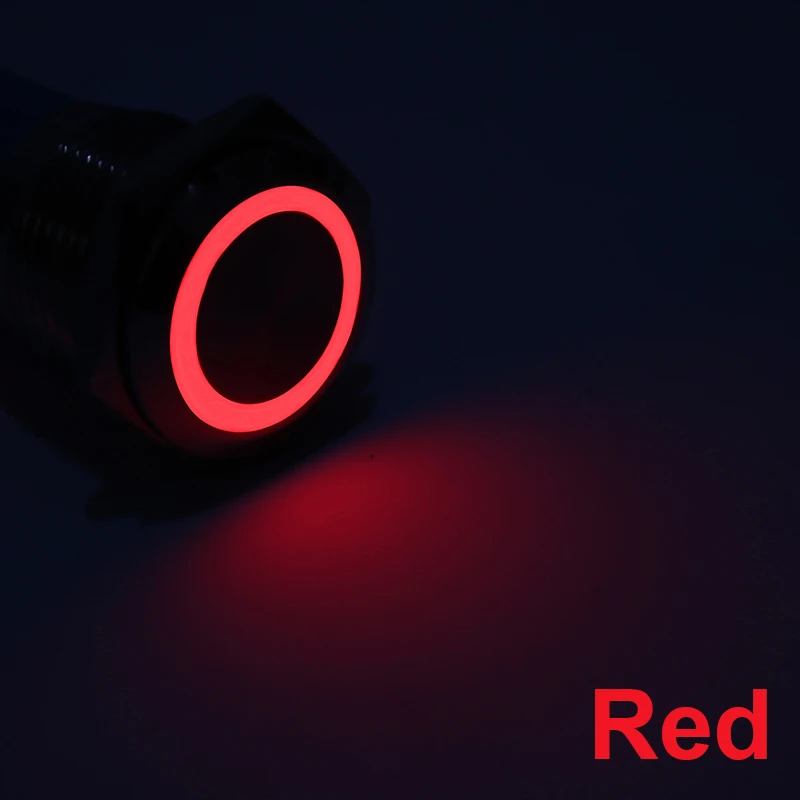 red light 16 мм металлический кнопочный переключатель кнопка включения Водонепроницаемый на плоской подошве круглая кнопка Светодиодный светильник с встроенной функцией спуска затвора само-кнопка сброса 1NO1NC 6V 12V - Цвет: red light