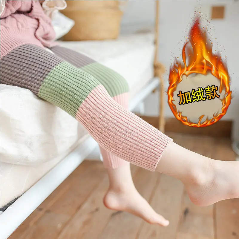 

New 2021 Autumn Winter Baby Girl Leggings Cotton Toddler Knitting Warm Thickening Non-slip Leggings Kids Girls Leggings W334