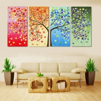 four season lucky life tree canvas painting abstract landscape plant poster print on wall picture for living room decor no frame