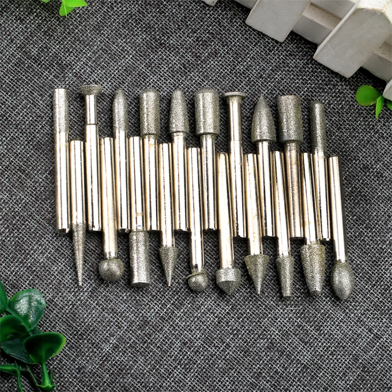 

20Pcs Grit#120 Diamond Coated Rotary Grinding Cutting Point Burrs Drill Bit Head 6mm Shank for Die Grinder DIY Power Rotary Tool