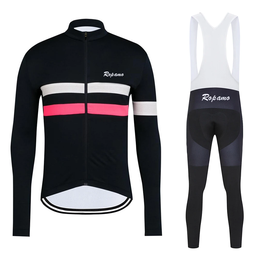 

Spring Autumn Ropamo Mens Long Sleeve Pants Tops With Bib Pant Cycl Jersey Set MTB Bicycle Wear Mountain Bike Cycling Clothing