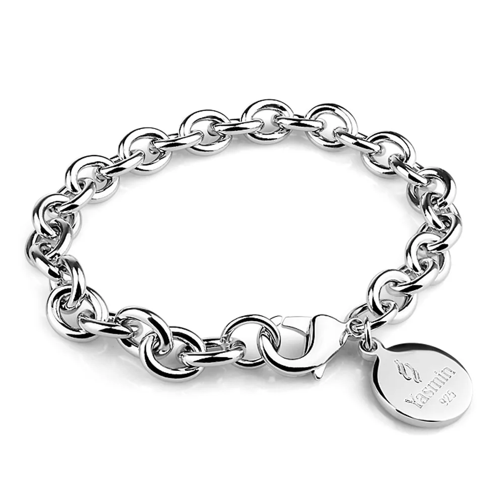 925 sterling silver bracelet 16-22 cm small circular brand is contracted fashion suitable for women and man | Украшения и