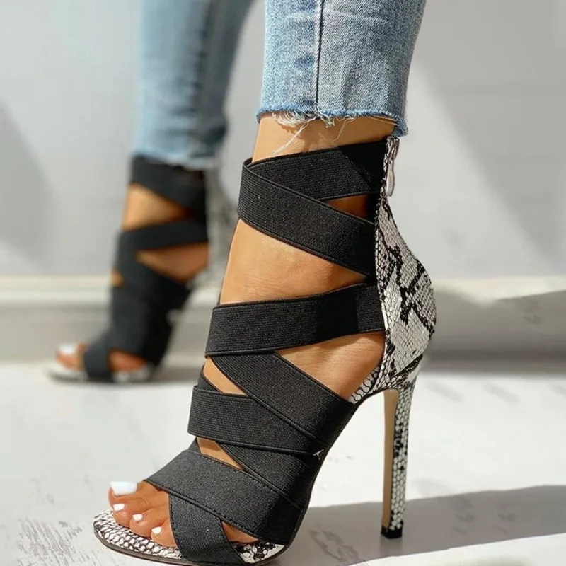 Туфли-лодочки женские со змеиным принтом высокий тонкий каблук заостренный