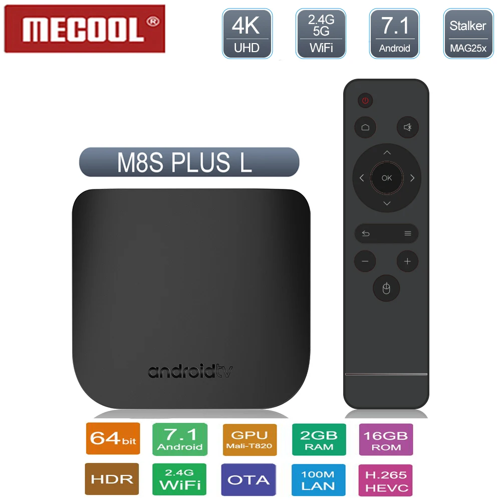 Mecool M8s Plus L ТВ-приставка Android 7,1 Amlogic S912 Восьмиядерный 2 ГБ DDR3+ 16 Гб rom 2,4 ГБ wifi Android ТВ-приставка Bluetooth/usb телеприставка