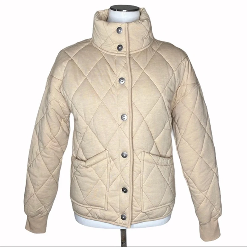 

Oversize Puffer Jacket Women Long Sleeve Autumn Winter Plus Size Female Outerwear Warm Cotton Padded Button Down Quilted Jackets