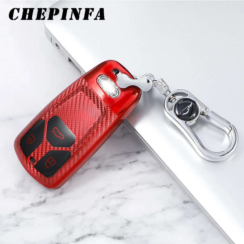 Чехол из углеродного волокна TPU для автомобильных ключей защитный чехол Audi A4 4L 5 6L