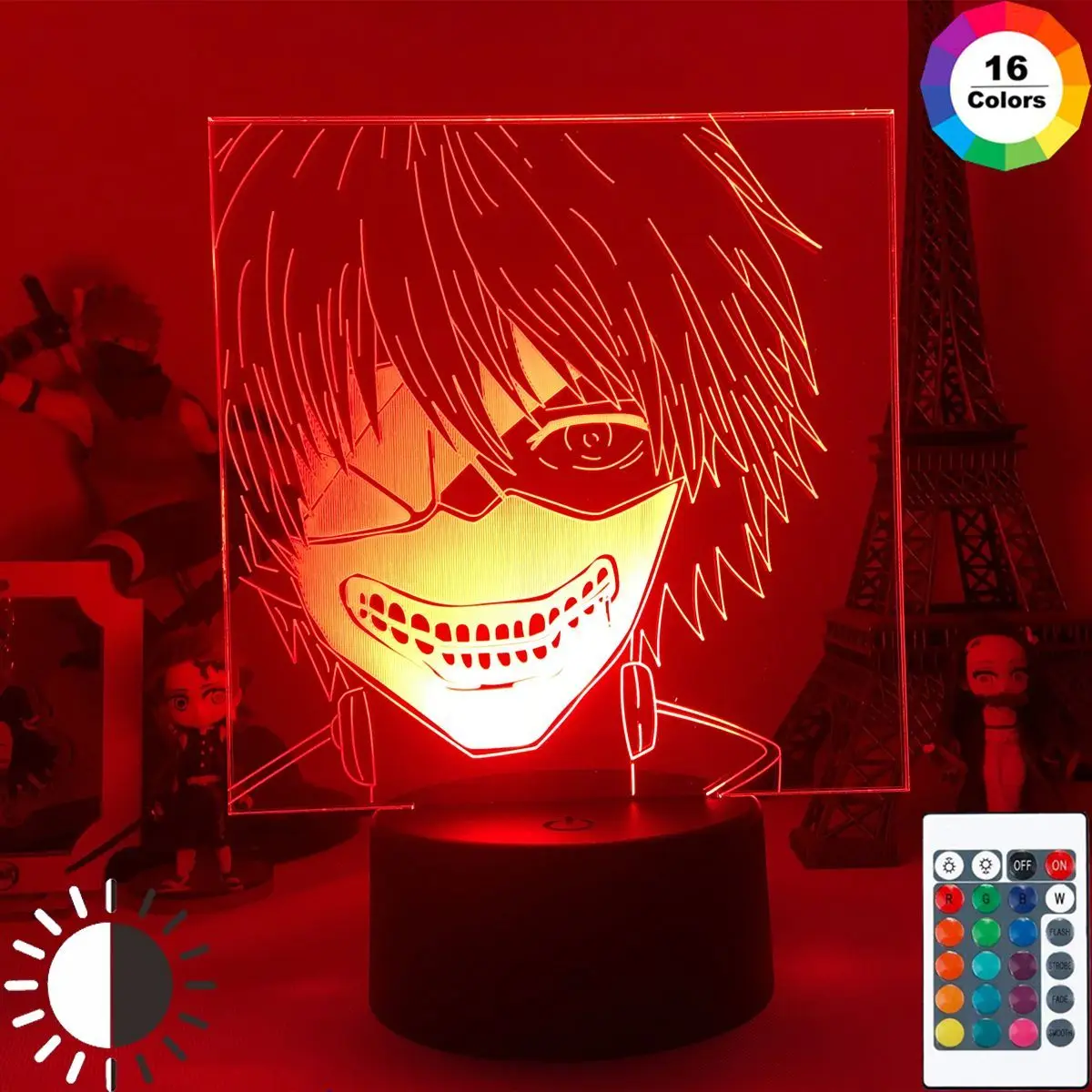 

Anime Tokyo Ghoul 3d lamp Ken Kaneki lamp bedroom decoration night light cool birthday gift acrylic Led night light Halloween