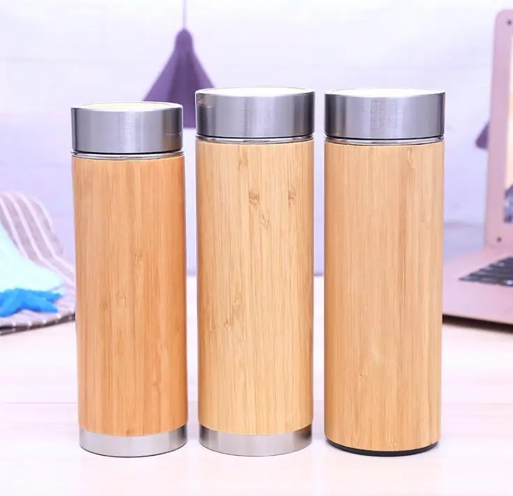Бамбуковая бутылка для воды из нержавеющей стали вакуумная Изолированная