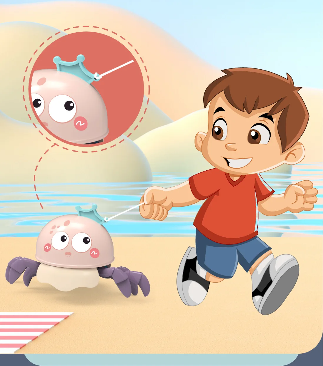 

Children'S Bath Toys Crab Bath Toys Floating Clockwork Toys Baby Cartoon Bathroom Toys With Rope Swimming Pool Toys Hot Sale
