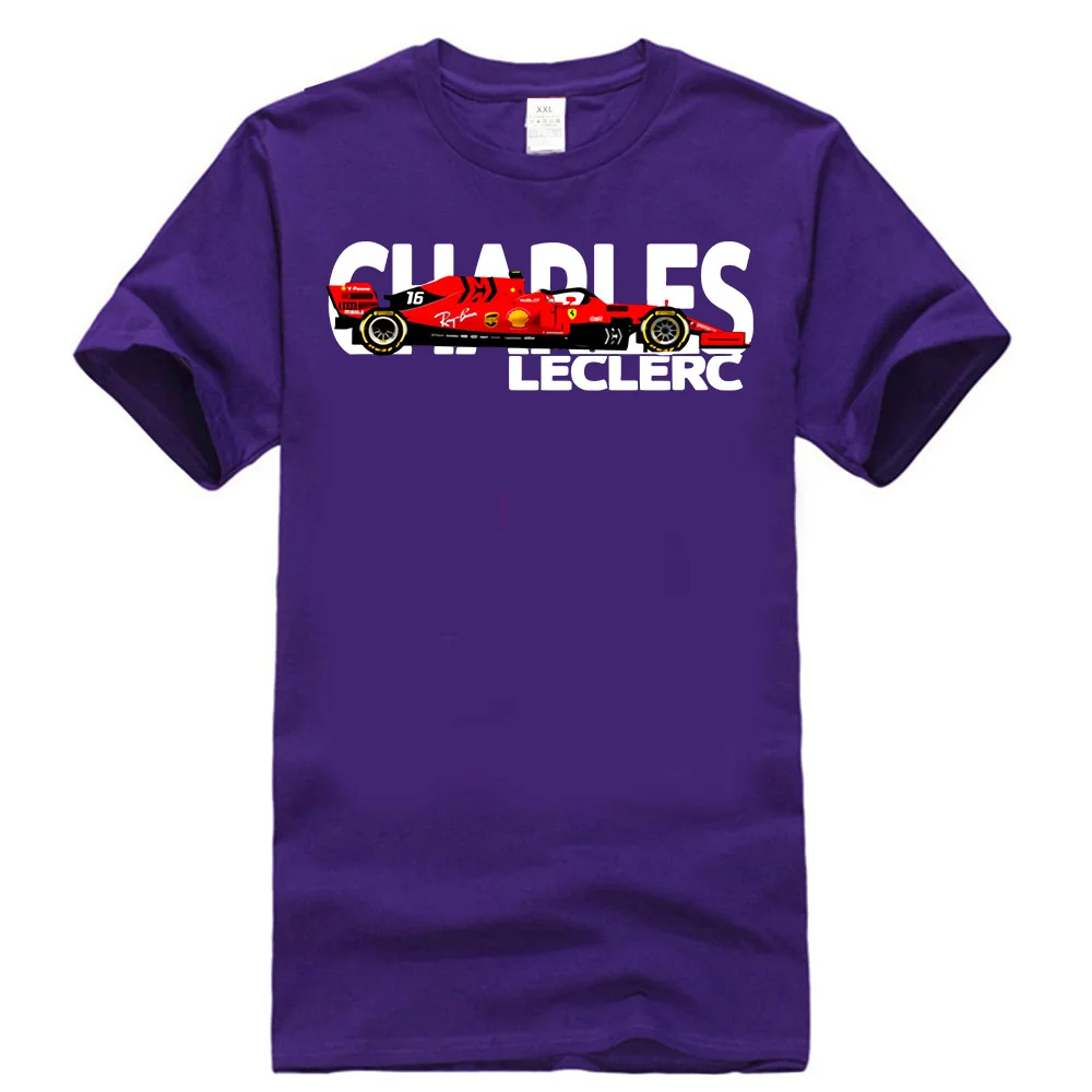 Фиолетовый Charles Leclerc-Feerrari Sf90 большая белая текстовая футболка красно-Черная Мужская-W. Slim Fit футболка - Цвет: Фиолетовый