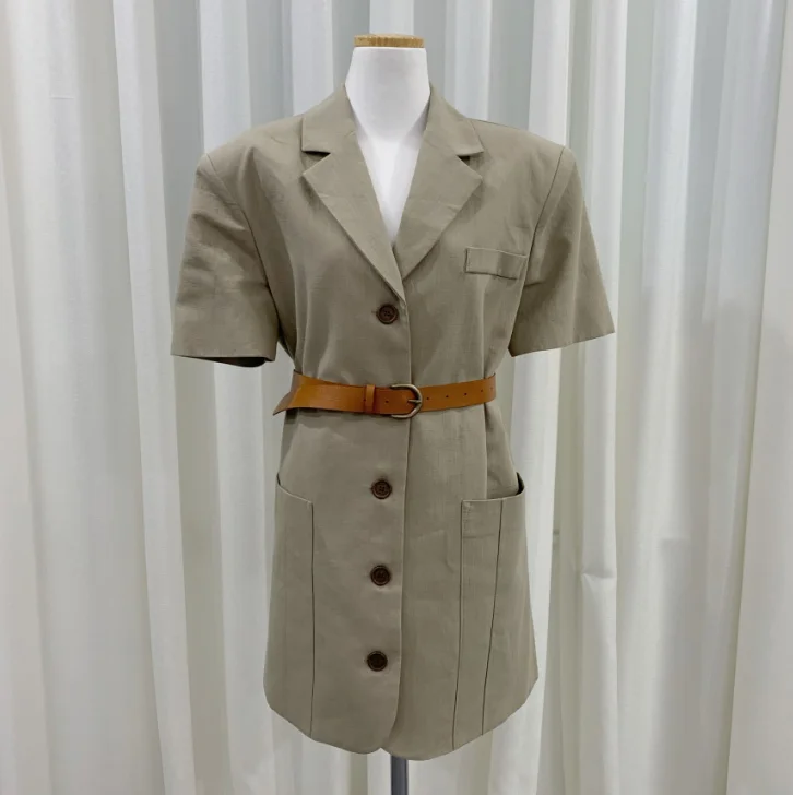 

Korean Style Ins Sweet Salt Western Style All-Matching Single-Breasted Slimming Small Summer Short Sleeve Suit Dress for Women