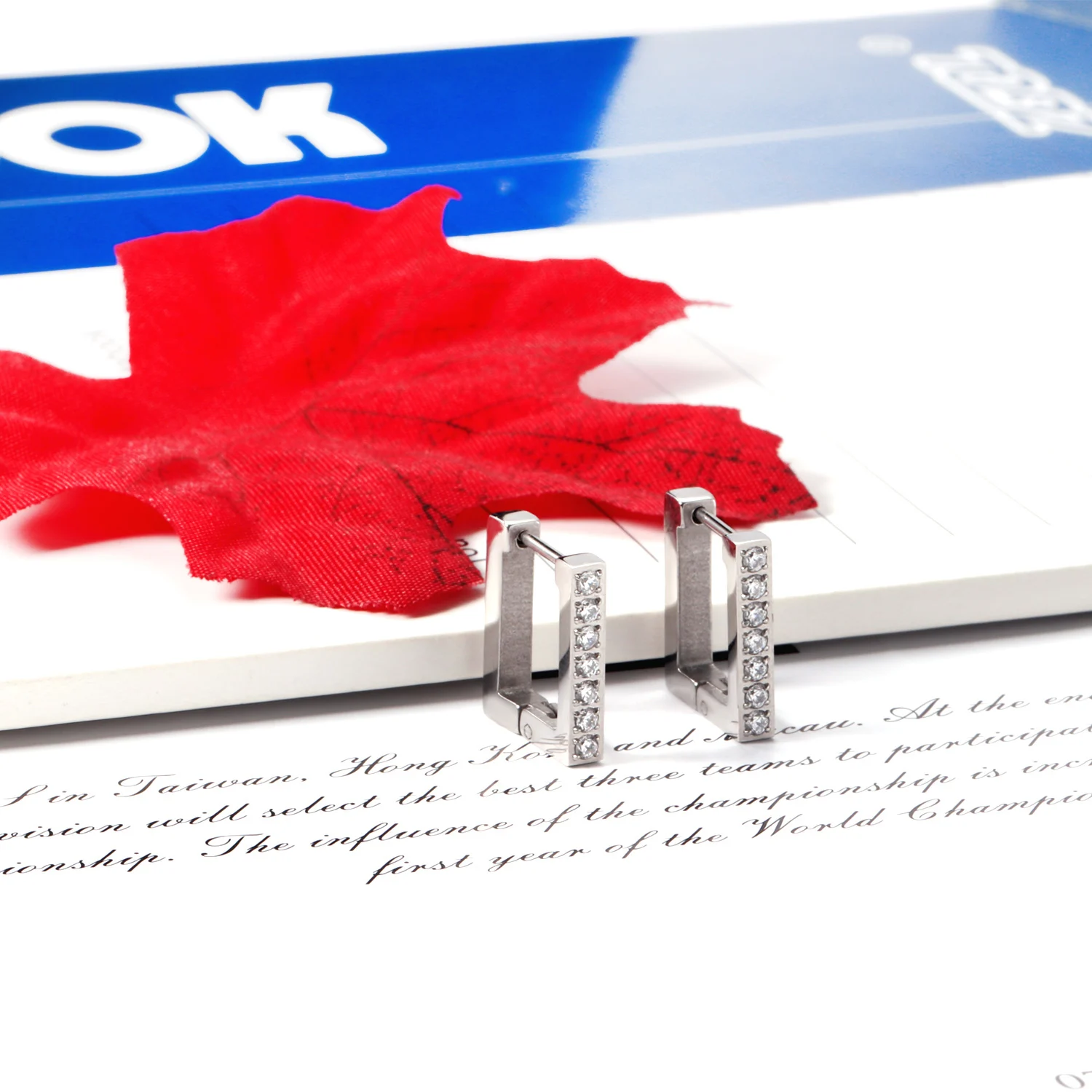 

LUXUSTEEL Hoop Earrings For Women Brincos Stainless Steel Square Gold/Silver Color Geometry Rectangle CZ Jewelry Bijoux Female