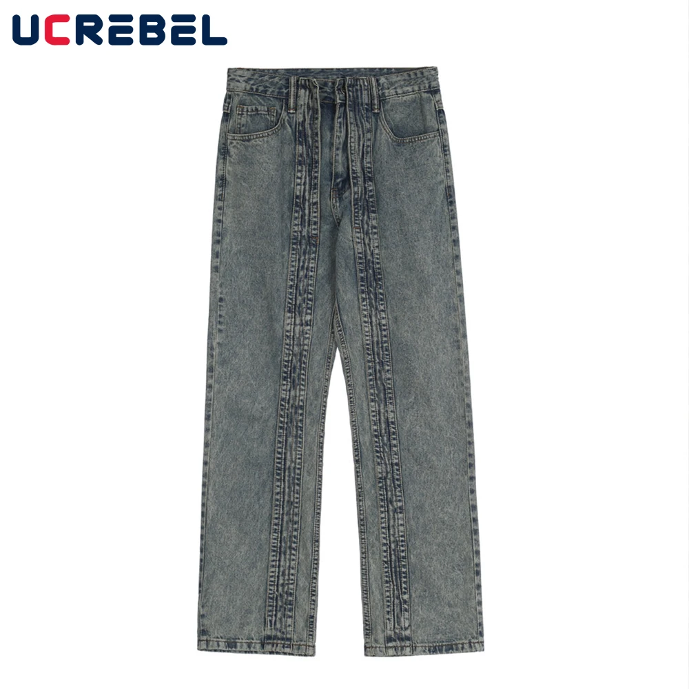

Distressed Denim Pants Mens High Street Loose Straight-leg Pants Streetwear Jeans Casual Trousers Men