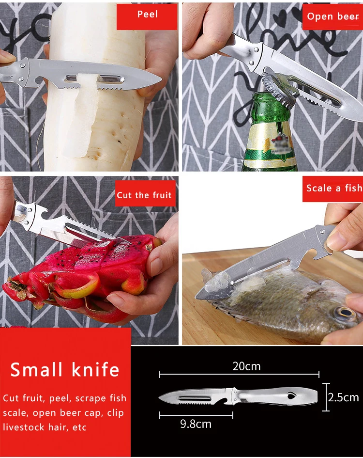 

6PCS/Set Kitchen Knife Set Good Stainless Steel Chef's Knife Meat Cleaver With Scissors Acrylic Knife Holder Practical Cooking