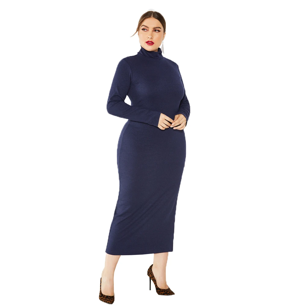 Женское трикотажное платье-карандаш с разрезом размеры до 5XL | Женская одежда