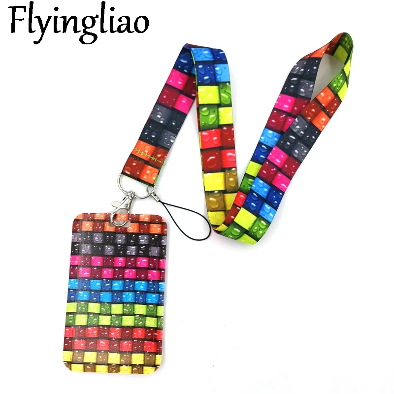

Colorful Stained glass lattice pattern Fashion Lanyard ID Badge Holder Bus Pass Case Cover Slip Bank Credit Card Holder Strap