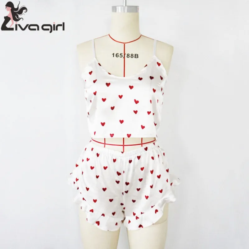 Сексуальная Женская одежда для сна атласная кружевная пижама с принтом в виде