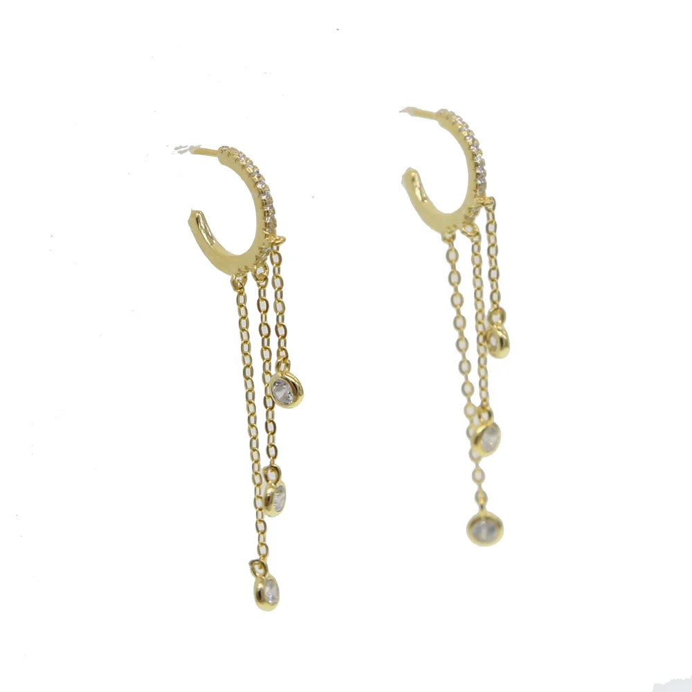 Женские серьги-кольца с кисточками из стерлингового серебра 925 пробы длинной