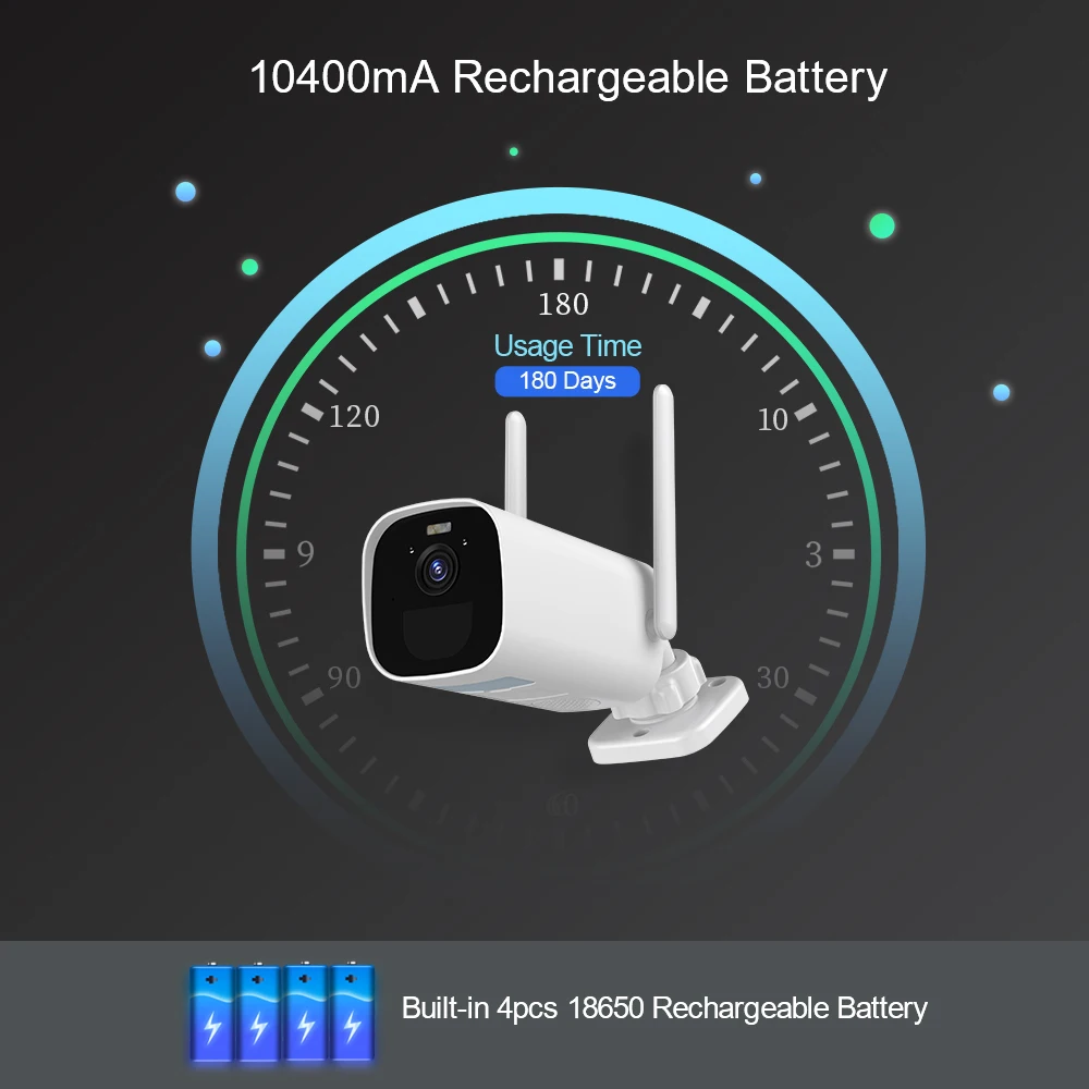 Водонепроницаемая камера безопасности MISECU 3 Мп Wi-Fi перезаряжаемая батарея