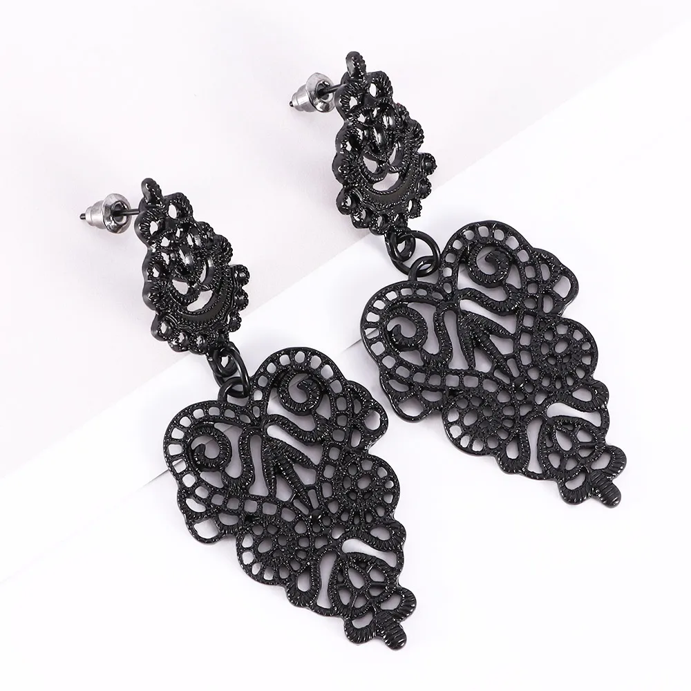 Готические женские висячие серьги в богемном стиле из черного сплава длинные