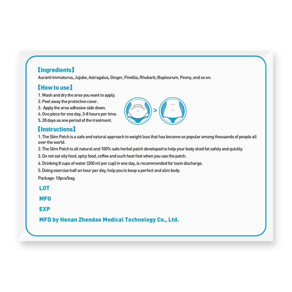 Пластыри для похудения 10 шт./пакет Новое поступление пластыри сжигания жира