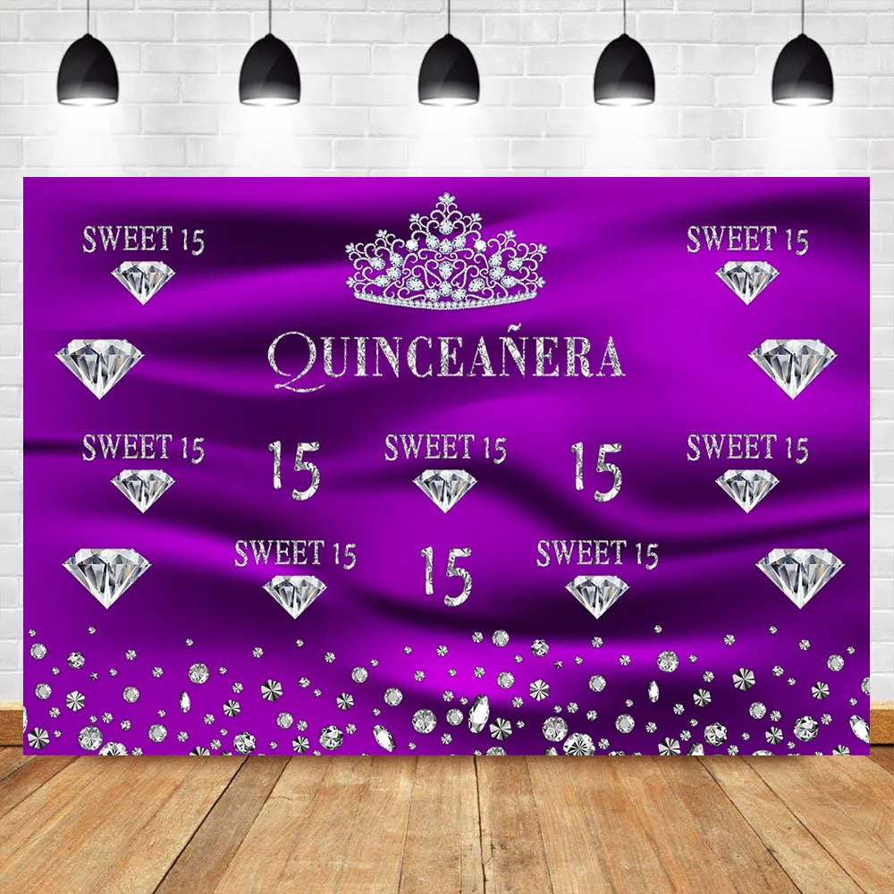 Mocsicka Quinceanera пурпурный фон Милая 15 день Рождения фотография украшение Баннер